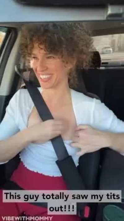 Driving my sweet boys car and decided to live a little! Boobs ahoy! [f] milf