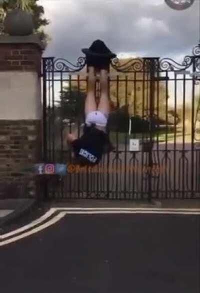 Police officer stuck with pants down. Also craps himself.