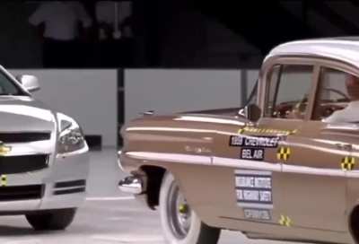 Crashing in a 1950s car vs. a modern car