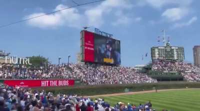 Ridiculously low F-16 flyover at a Cubs game