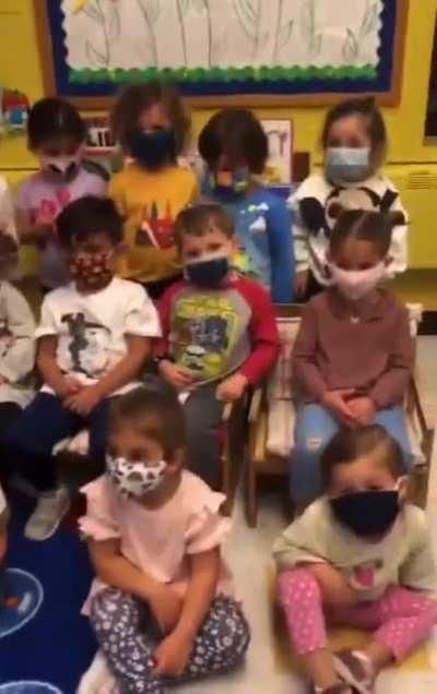 The next generation of Covidians prepare to do their part. Remember, we're all in this together. Well almost all of us, except that heathen Obama & his rich friends.