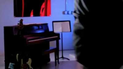 Kirby plays the piano