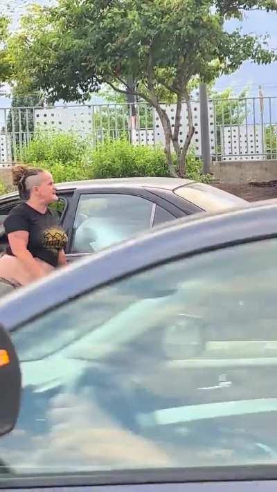 2 women, a man, a cameraman, and a filmmaker, on a freeway.