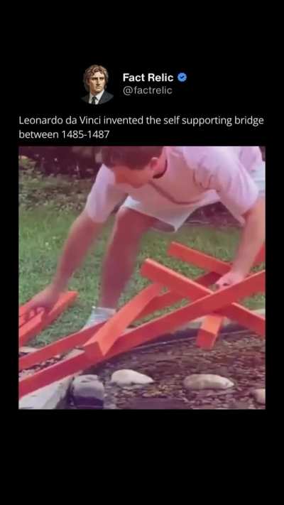Leonardo da Vinci invented self supporting bridge between 1485-1487