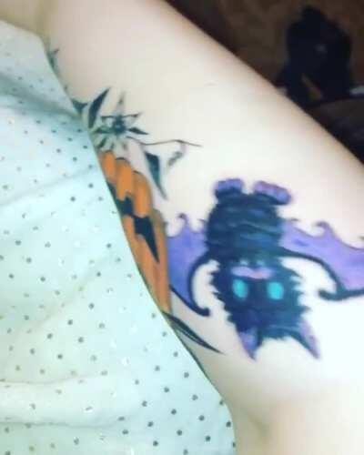 start of my #Halloween sleeve. Check out the bat cat 👀