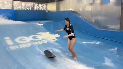 Does she think the kickboard would wait for her?