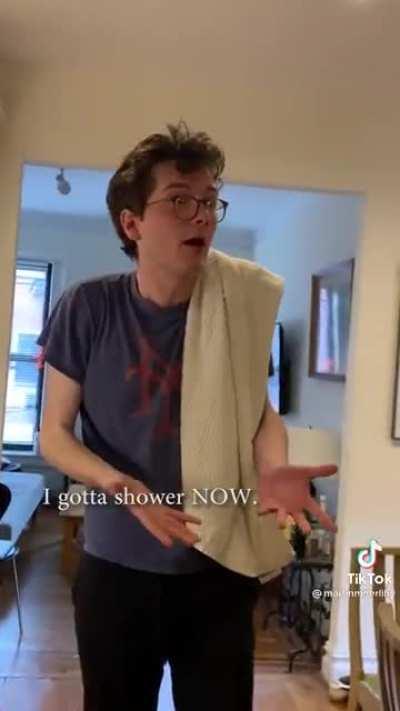 Waiting for the shower