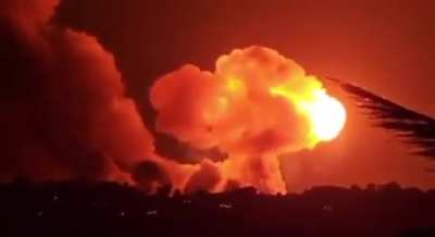 Huge fire ball caused by an air strike in Lebanon
