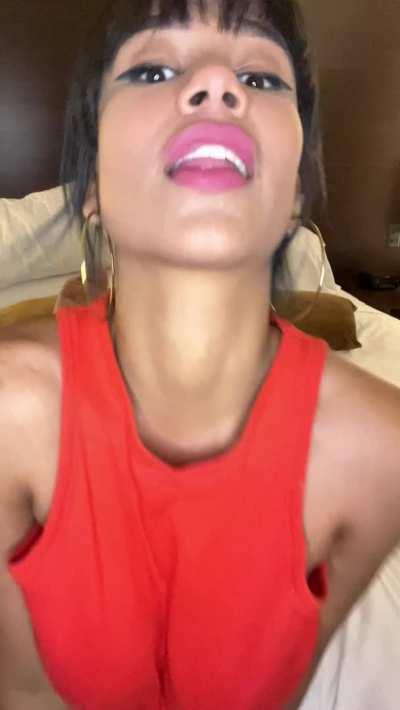 Beautiful woman showing her boobs