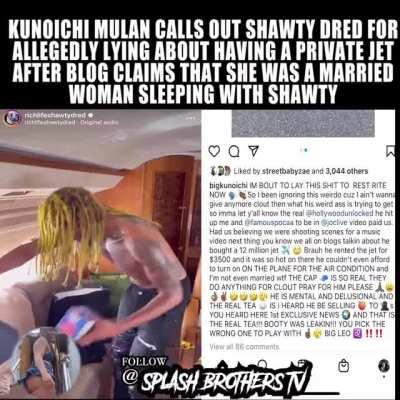 Weirdo rapper Shawty Dred exposed for lying about buying a jet for $12 million n acting like he has a million on the jet like Ralo. One of the hoes in the video exposed him. When flexing for hoes go wrong