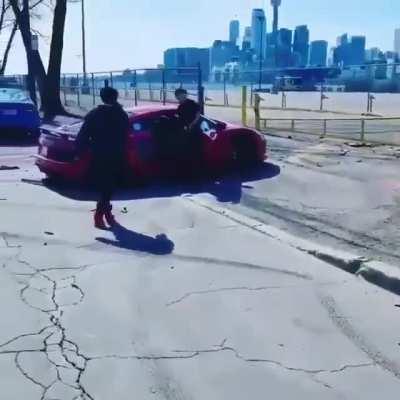 McLaren out of control crashes into an Audi R8