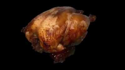 Fly me to the moon but its a rotisserie chicken