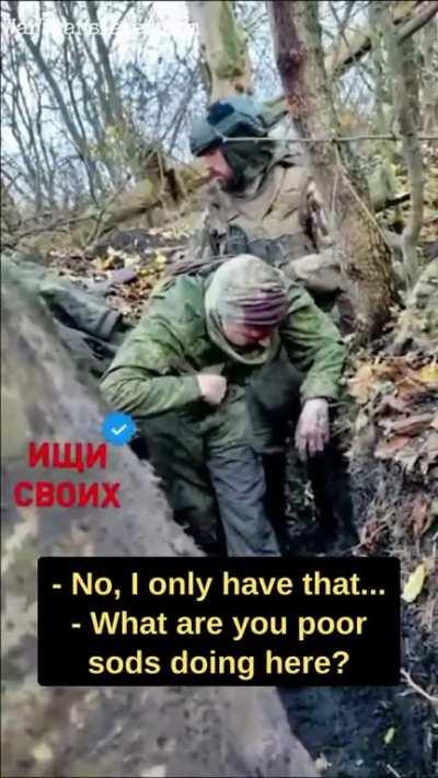 It's insane that they still remain humane considering what these Russians did to their country and people. Ukrainian soldiers providing first aid to a wounded Russian soldier.