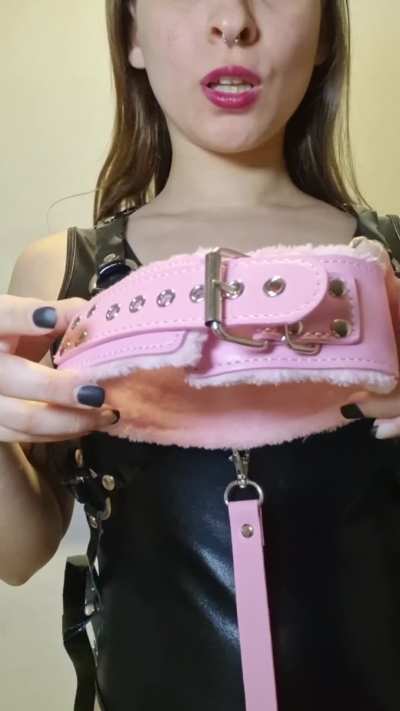 My pink leash symbolizes the silent contract you signed when you surrendered to the perfection of my absolute and eternal dominion.