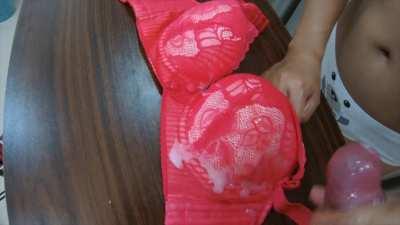 I made him cum on my bra