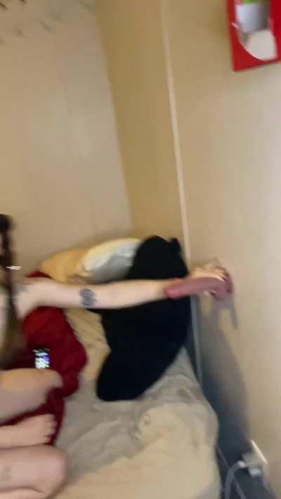 Deep throating my new dildo ;D