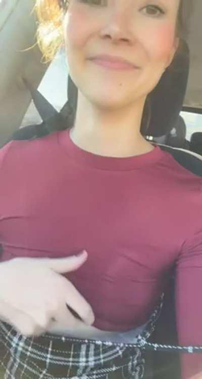 I love flashing my tiny tits!