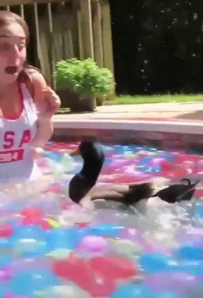 To get in Jerry's pool