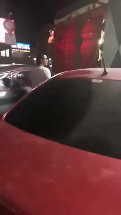 Blowjob outside from a strip club 