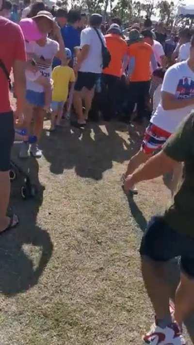 Kid lifted into the air