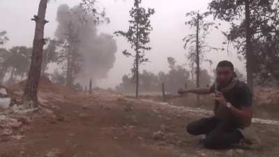 Pro rebel reporter video of Syrian rebel offensive towards Aleppo, October 2016. Includes rare view of SVBIED shockwave hitting his position at 1:27.
