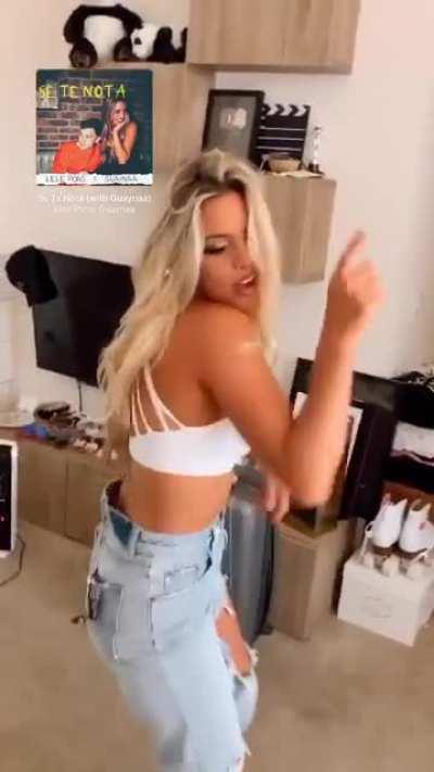 Wearing jeans and dancing