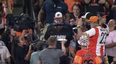 [Highlight] Adam Jones pies an Orioles fan in the face