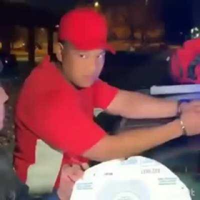 He was hiding it because it was a pineapple pizza