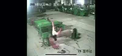 Man stuck on spinning machine for multiple minutes