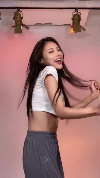 Cute Asian girl feeling the rhythm