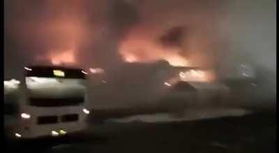 Russian shopping center going up in flames