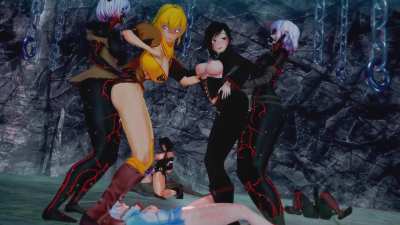 With Ruby back with her team, they got to have their fun with the futa grimm pack. Ruby was amused to see Weiss pass out only after one round after talking a big game on the way there.