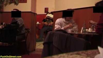 rough anal in a public coffee shop