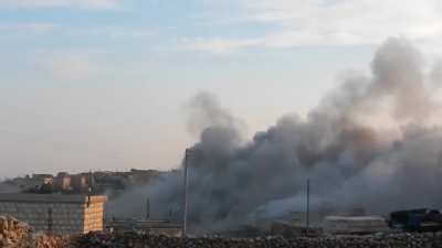 Early SyAAF airstrike on Opposition controlled neighborhood in Marrat al-Numan, Idlib - 11/21/2012