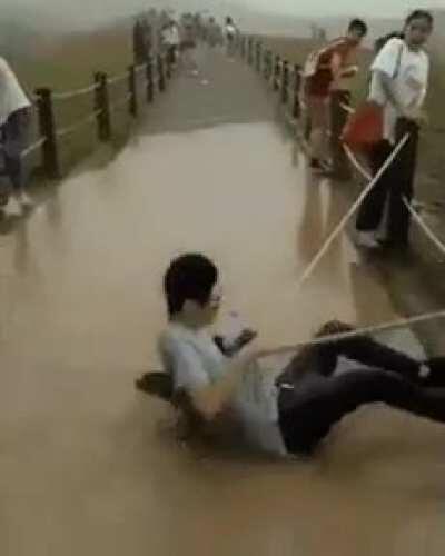 Just gonna watch everyone scuttle on past the puddle