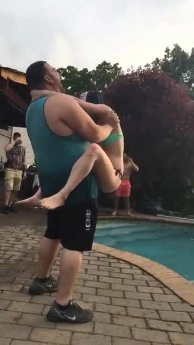Throwing someone in the pool when they're holding onto you, WCGW?
