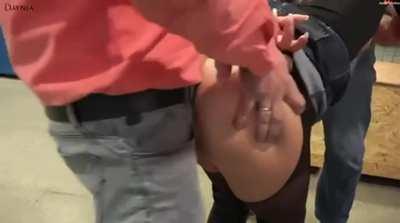 Bent over and used in a public gangbang