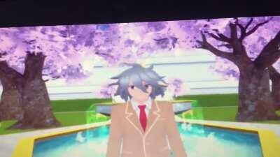 Nagito gets creeped out by his own laugh (yandere sim)