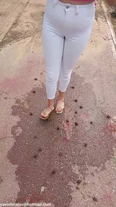 Girl crush snails in sandals