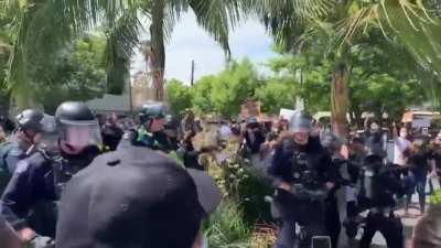 LAPD beats protesters who have their hands up