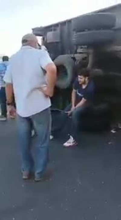 Aftermath of truck crash