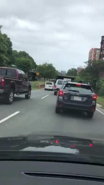 There was a low hanging warning banner!