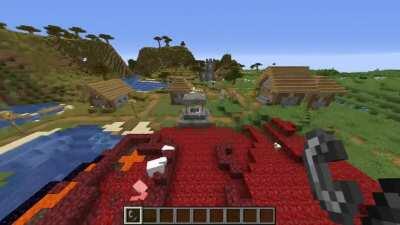 Minecraft but the Nether spreads into the Overworld