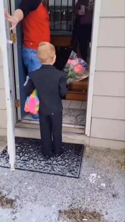 This 5 year old put on his best suit to see if Lyla would be his Valentine.