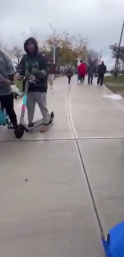 Acting tough around a crowd ends perfectly