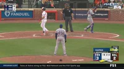 [Highlight] [Highlight] Aroldis Chapman blows by Mountcastle with 101 to strand the tying run at 3rd in the 8th