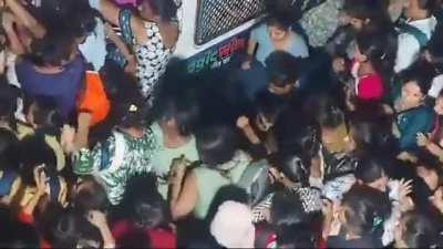 Central line services disrupted due to rains, leading to heavy rush.