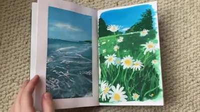 Journal flip through! Mostly acrylic, some gouache.