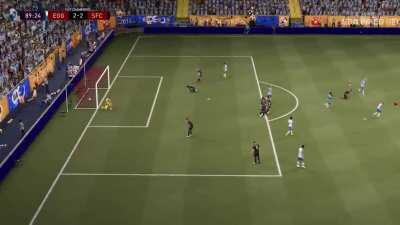 I was playing champs just talking to myself, and I said “89th minute, let me whip out Roberto Carlos”