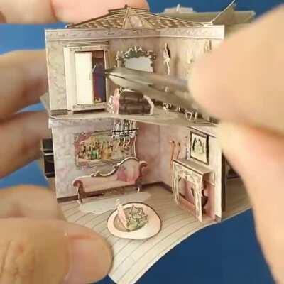 Doll house inside a tiny book
